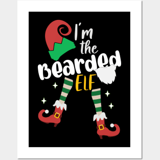 Funny I'm The Bearded Elf Christmas Xmas Matching Family Posters and Art